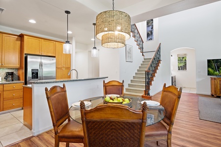 Enjoy seamless access to the kitchen, dining, and living space.