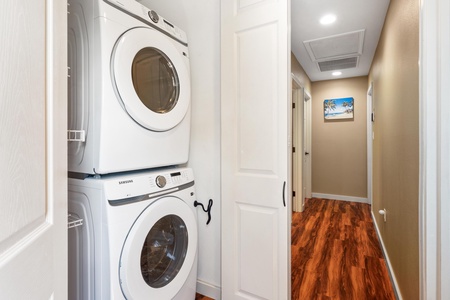 Never worry about packing extra clothes—your own washer and dryer make it easy to keep everything fresh during your stay.