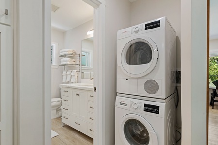 Your in-unit washer and dryer make packing light effortless, with fresh towels and bathroom conveniences just steps away.