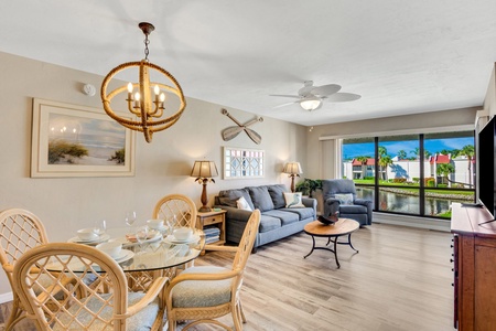 Living Room Bright unit with pond views