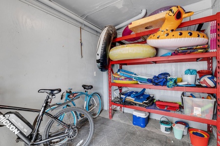 Beach Closet Stocked With Bikes & Beach Equipment