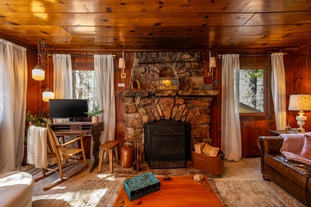 Stone fireplace