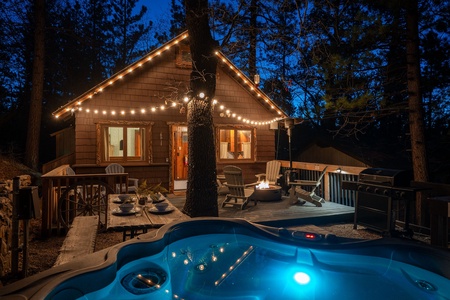 Relaxing in the hot tub in the evening