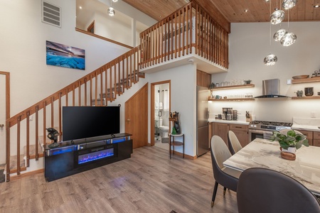 Open living area with Smart TV