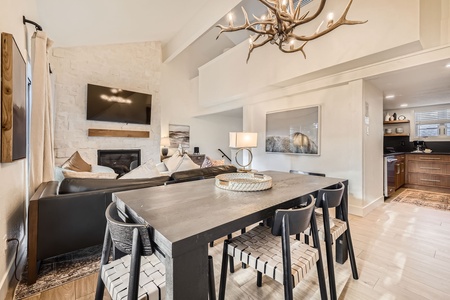 Gather around the elegant dining table for meals, games, or great conversation—perfect for everything from cozy breakfasts to celebratory dinners with friends and family.