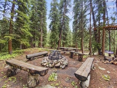 Outdoor fire pit with bench seating