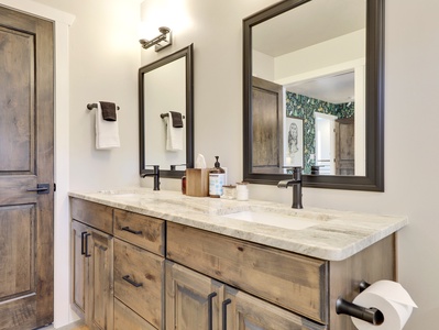 Primary Bathroom with Combination Tub/Shower, Double Sink Vanities