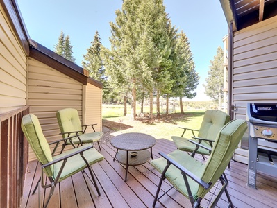 Outdoor Extended Walk-Out Deck with Gas Grill & Al Fresco Dining Set