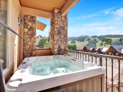 View of Jacuzzi from Private Deck Overlooking Brian Head Pond and Mountains