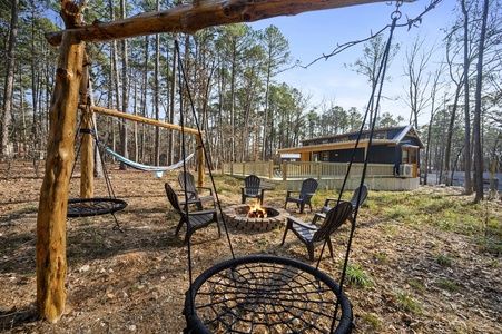 Enjoy the fire pit area under the wide open Oklahoma sky. Here, your backyard is the Ouachita National forest...MIC DROP!