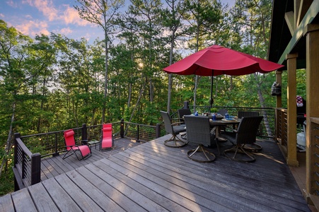 Sip your morning coffee or enjoy a glass of wine in the evening as you enjoy the tranquility of the forest.