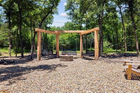 Spend some time by the fire pit on these newly installed fire pit swings!