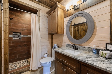 Granite counter tops and luxurious walk-in shower.