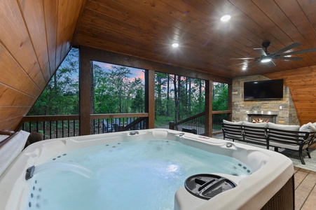 Enjoy your own retreat to the private hot tub surrounded by nature.