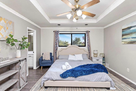 Master bedroom with king sized bed