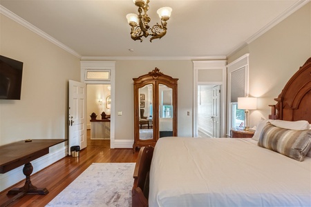 Master bedroom with king sized bed