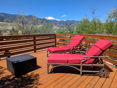 Lounge on deck with view of mountains