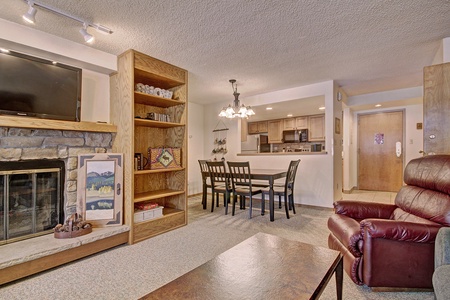 Open concept dining and living room.