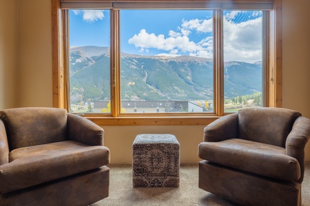 Seating area looking out to the Ten Mile Range.