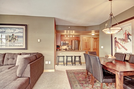 Open concept kitchen and dining area.