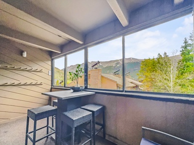 Balcony that looks out toward the Ten Mile Range.