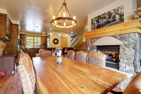 Large dining table offering seating for the entire family.