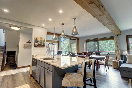 Open concept kitchen and dining area.