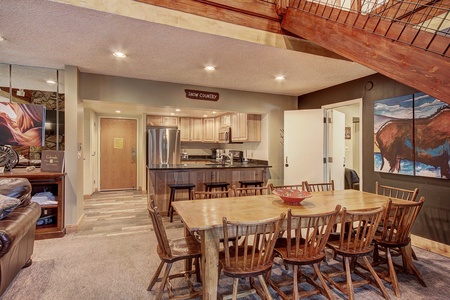 Open concept dining and kitchen area.