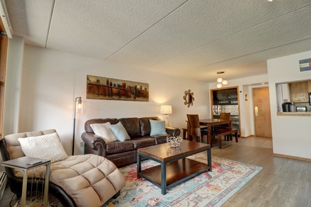 Open concept living and dining area.