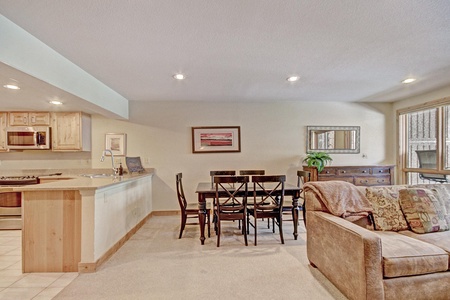 Open concept living and dining area.