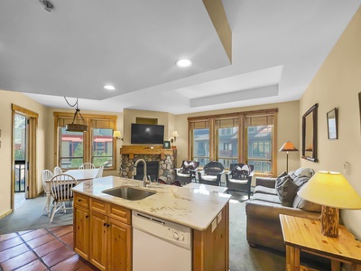 Bright open concept kitchen and living area