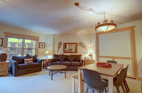 Cozy, open concept living and dining area.