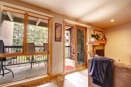 Private deck access right off of the living room