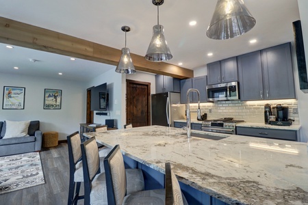 Modern kitchen with plenty of seating.