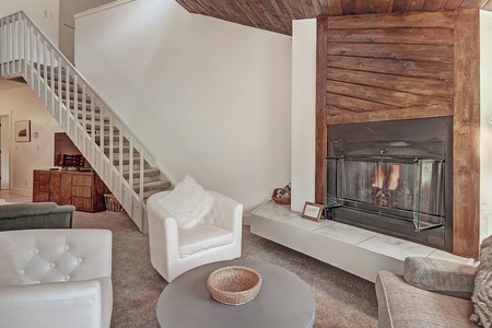 Beautiful open concept living room with fireplace