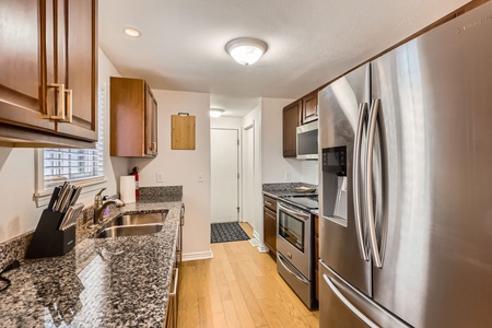 Here, you will enjoy updated appliances in our gallery kitchen.