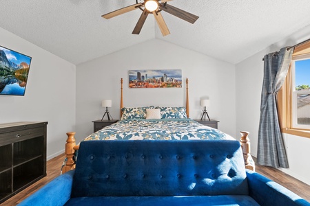 King size bed in primary bedroom