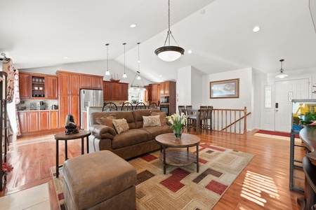 Spacious living room area attached to the kitchen
