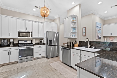 Modern kitchen with stainless steel appliances