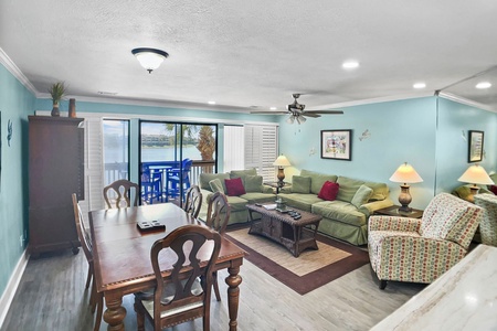 Living room with queen sofa bed.