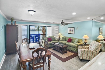 Living room with queen sofa bed.