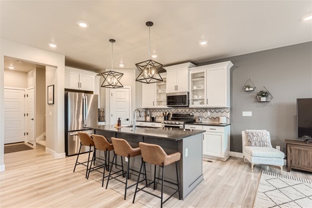 Kitchen with large island and seating for 4