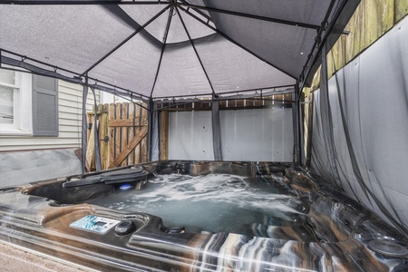 Hot tub with canopy