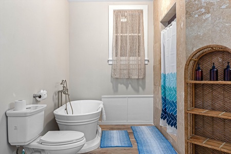 Big soaking tub and large walk in shower