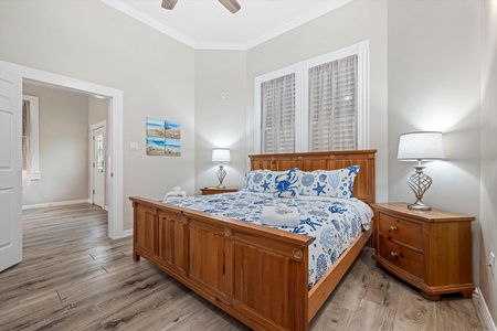 Front bedroom with King size bed and 2 closets