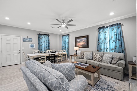 Family room with dining area and tv