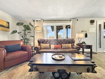 Comfy, spacious and well-decorated living room with smart TV
