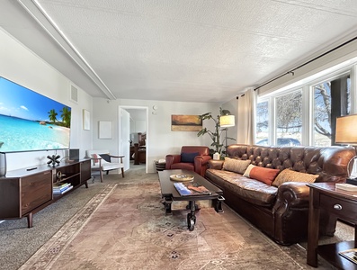 Comfy, spacious and well-decorated living room with smart TV