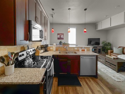 Fully stocked kitchen for meal prep