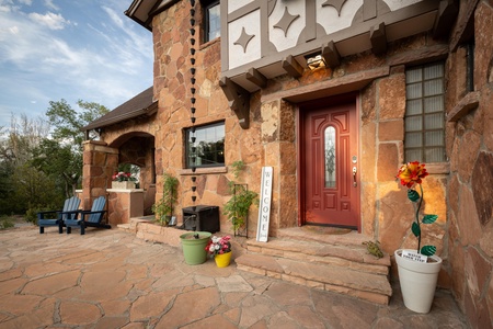 Main house front door and patio.